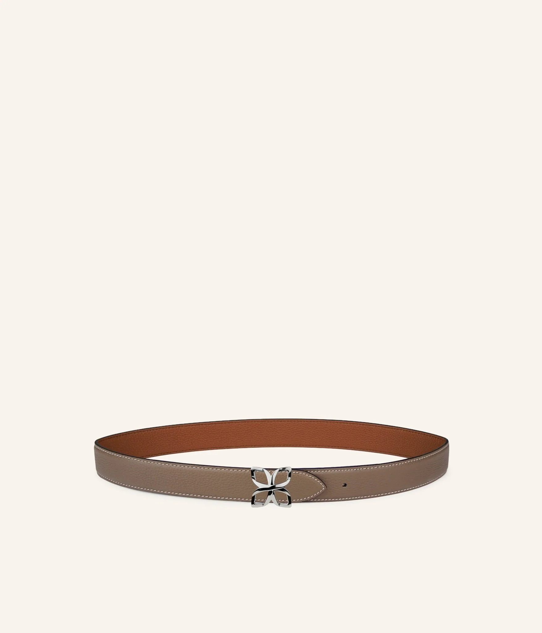 Hortensia Silver Belt 25mm | Taupe Marron