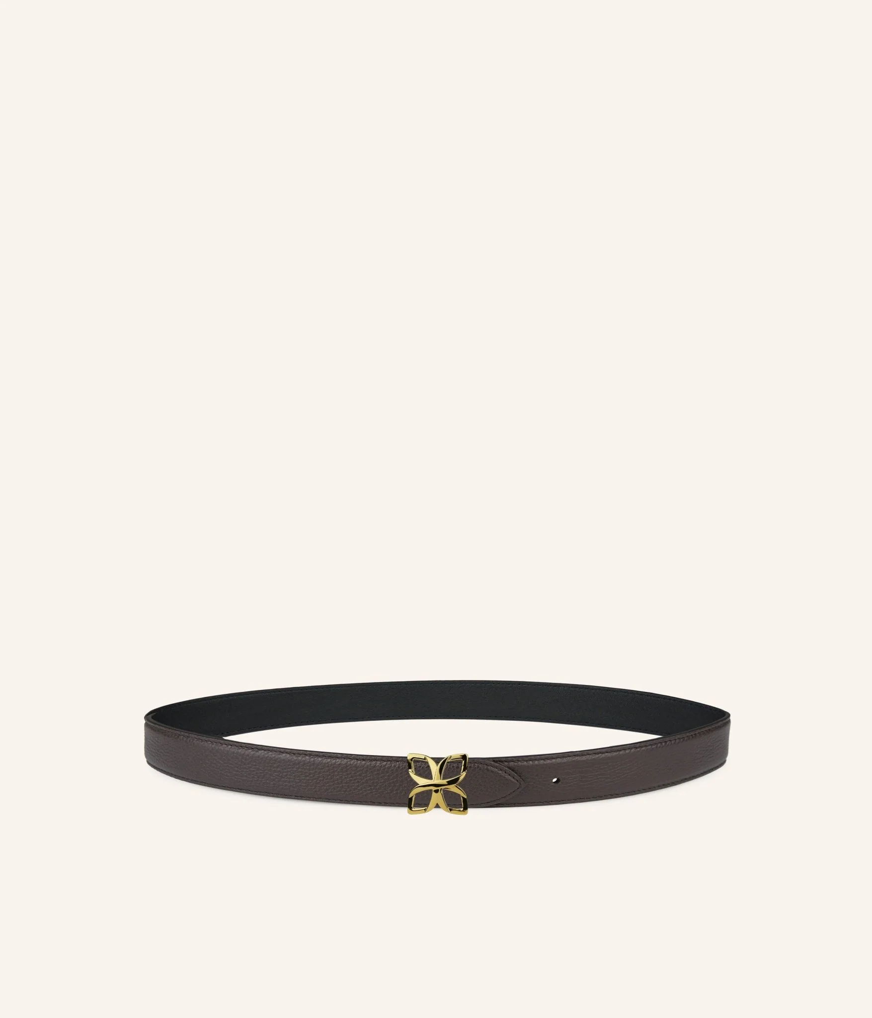 Hortensia Gold Belt 25mm | Espresso Noir Lisse
