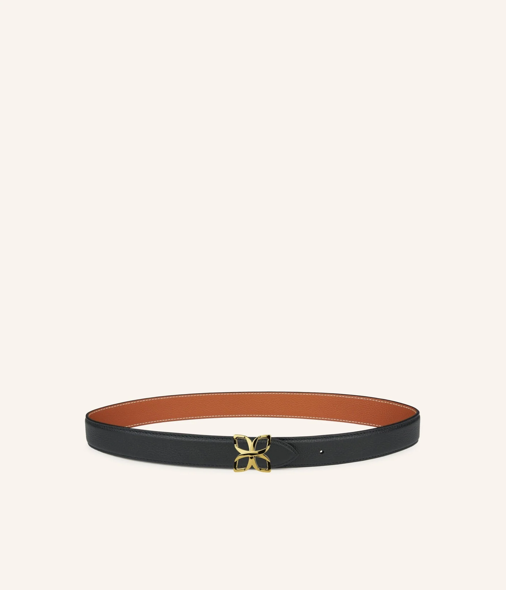 Hortensia Gold Belt 25mm | Noir Caramel