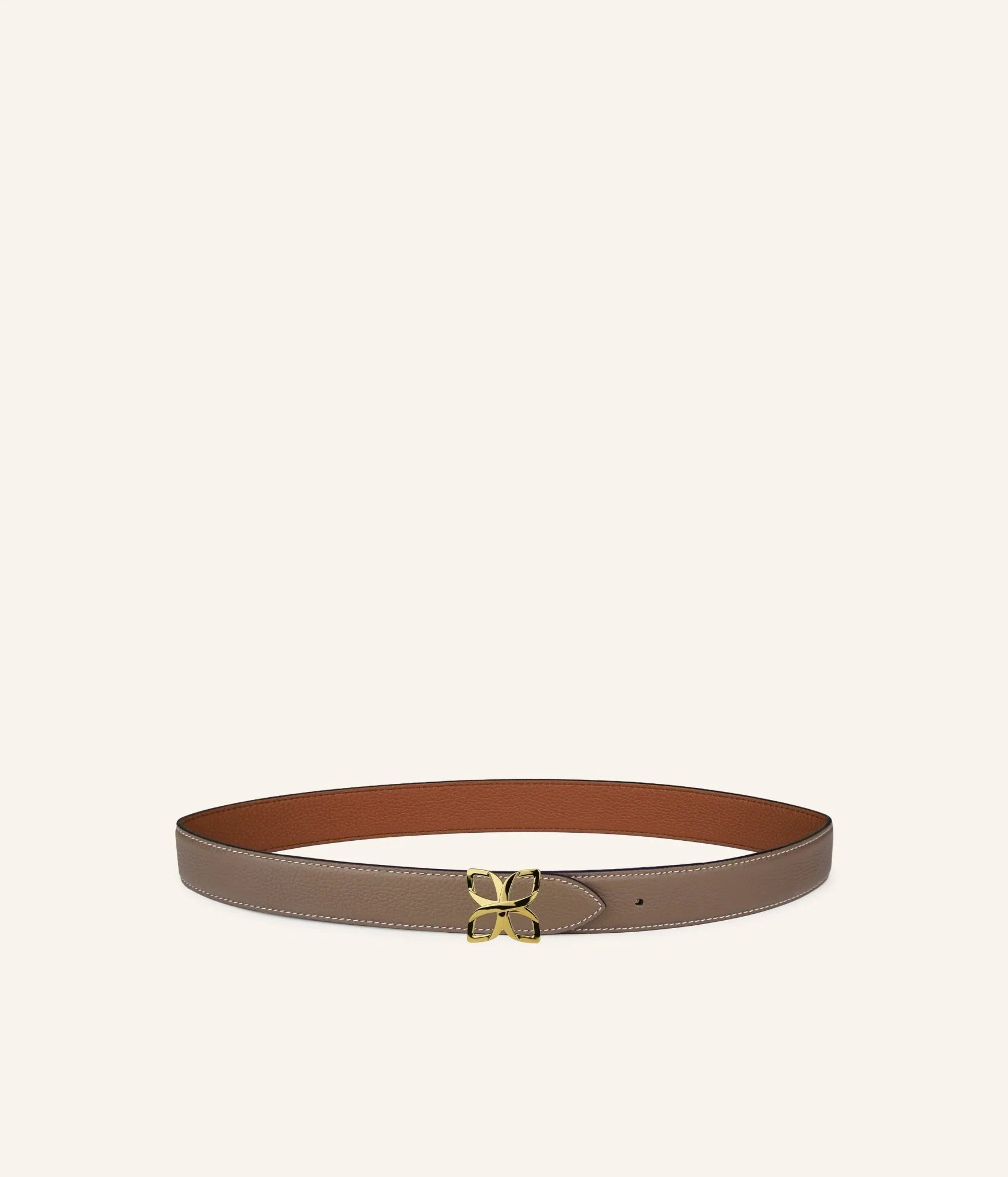 Hortensia Gold Belt 25mm | Taupe Marron