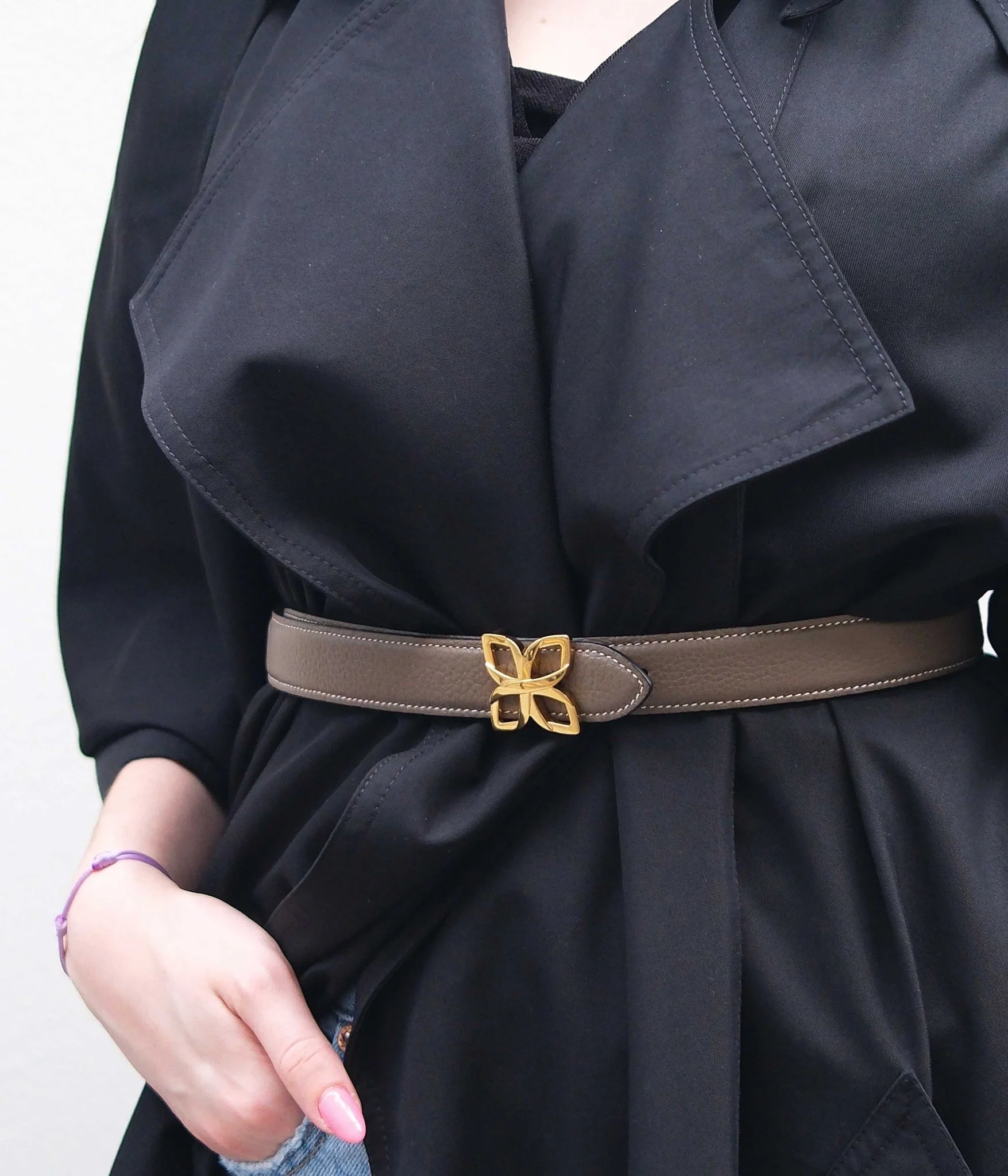 Hortensia Gold Belt 25mm | Taupe Marron - Image 2