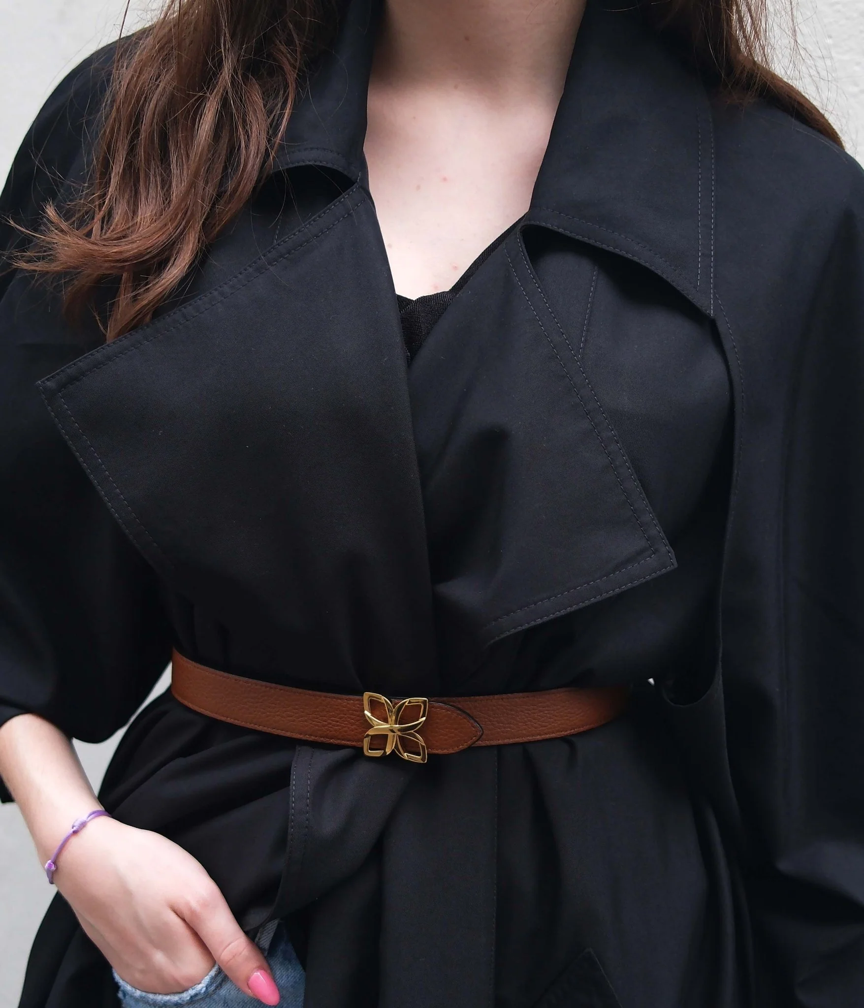 Hortensia Gold Belt 25mm | Taupe Marron - Image 3