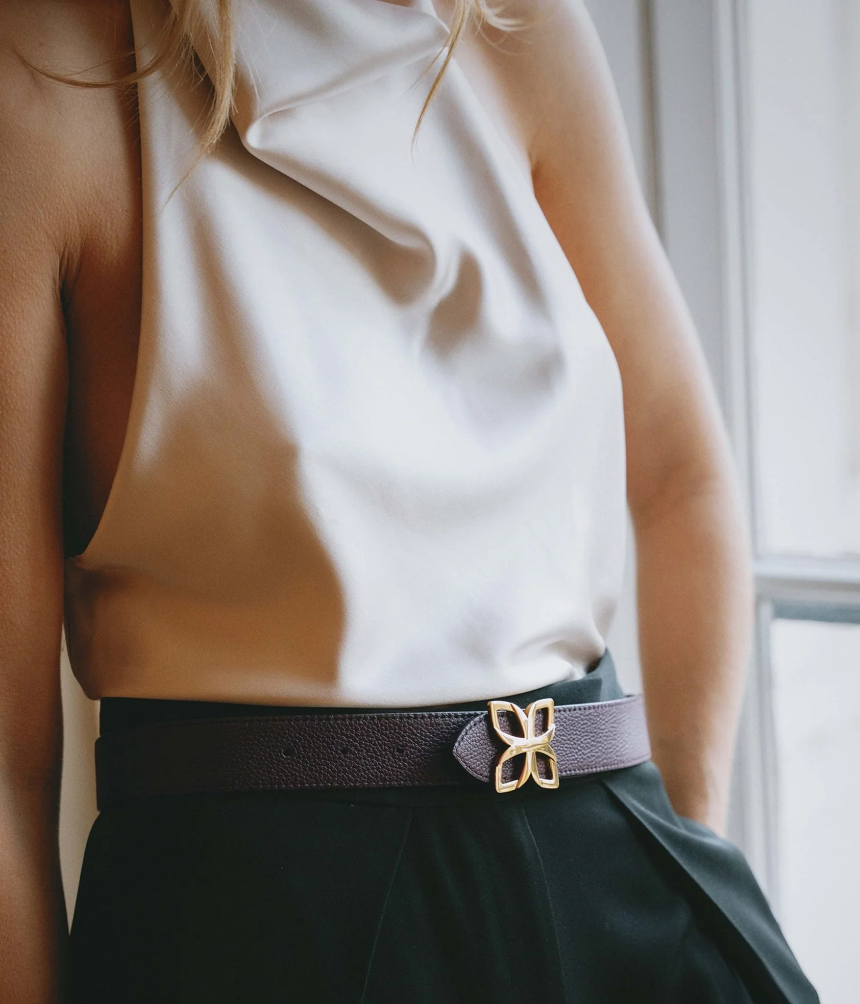 Hortensia Gold Belt 33mm | Bordeaux Prune - Image 3