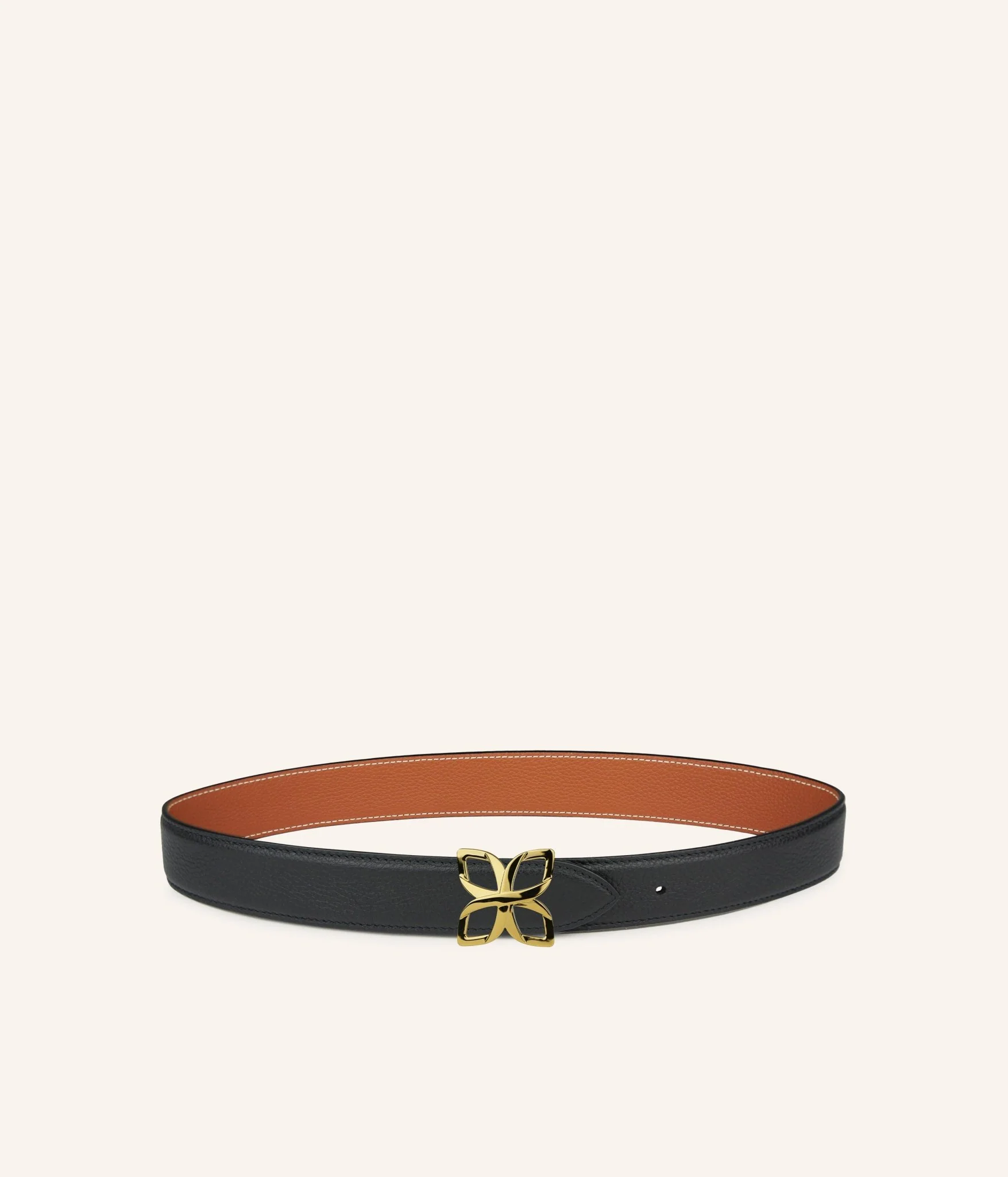 Hortensia Gold Belt 33mm | Noir Caramel